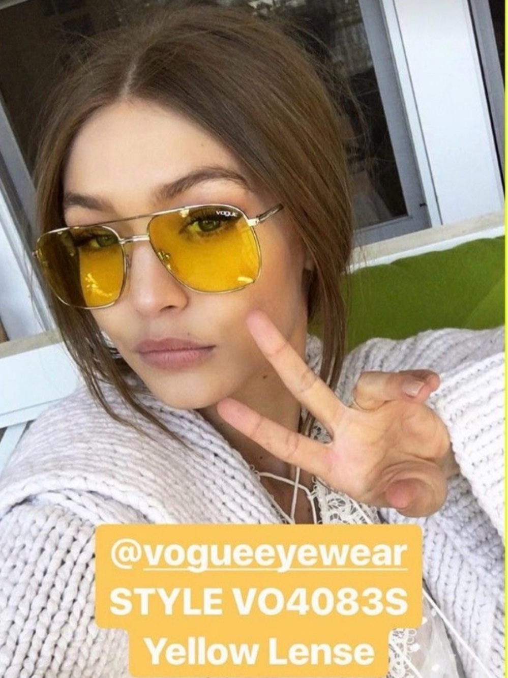 Vogue x Gigi Hadid VO4083S Yellow Lens Sunglasses | Gold Frame | Case Included